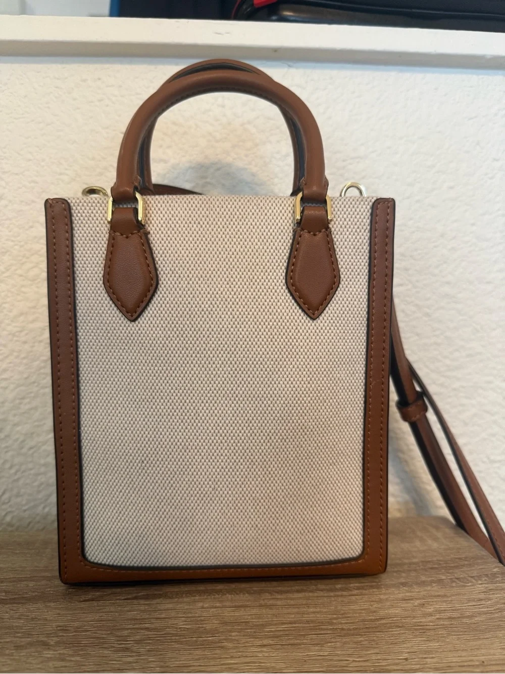 kate spade Cream and Brown Structured Mini Tote